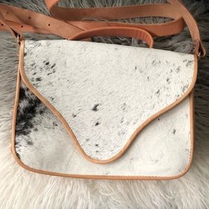 Leather black and white handmade purse